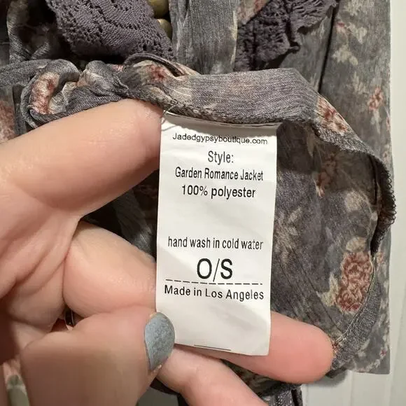 Jaded Gypsy Garden Romance Jacket Floral Chiffon Lace Boho Festival One Size - Picture 8 of 9